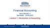 Introduction to Accounting. Lecture 1