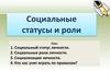Социальные статусы и роли. Тема 13