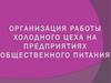 Организация работы холодного цеха на предприятиях общественного питания
