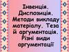 Інвенція. Диспозиція. Методи викладу матеріалу. Теза й аргументація. Різні види аргументації