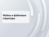 Файлы и файловые структуры