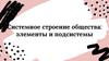 Системное строение общества. Элементы и подсистемы