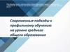 Современные подходы к профильному обучению на уровне среднего общего образования
