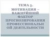Мотивация – важнейший фактор прогнозирования профессиональной деятельности. Тема 5