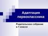 Адаптация первоклассника. Родительское собрание в 1 классе