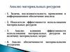 Анализ материальных ресурсов