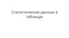 Статистические данные в таблицах