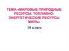 Мировые природные ресурсы. Топливно-энергетические ресурсы