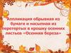 Аппликация обрывная из бумаги и насыпная из перетертых в крошку осенних листьев «Осенняя береза»