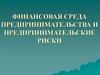 Финансовая среда предпринимательства и предпринимательские риски. Лекция 1
