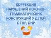 Коррекция нарушений лексико-грамматических конструкций у детей с ТНР, ОНР