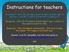 Instructions for teachers