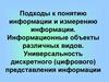 Подходы к понятию информации и измерению информации. Информационные объекты различных видов