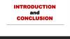 Introduction and conclusion