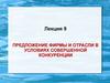 Предложение фирмы и отрасли в условиях совершенной конкуренции. Лекция 9