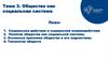 Общество как социальная система. Тема 3