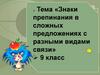 Знаки препинания в сложных предложениях с разными видами связи. 9 класс