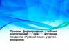 Приемы формирования учебных компетенций при изучении предмета «Русский язык» у детей-инофонов