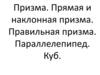 Призма. Прямая и наклонная призма. Правильная призма. Параллелепипед. Куб