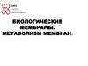 Биологические мембраны. Метаболизм мембран