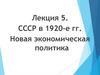 СССР в 1920-е гг. Новая экономическая политика. Лекция 5