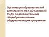Организация образовательной деятельности МБУ ДО Аскизский РЦДО по дополнительным ООП