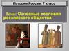 Основные сословия российского общества. История Россия, 7 класс