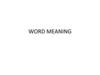Word Meaning