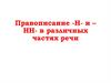 Правописание -Н- и –НН- в различных частях речи