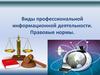 Виды профессиональной информационной деятельности. Правовые нормы
