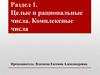 Целые и рациональные числа. Комплексные числа. Раздел 1