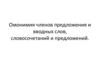Омонимия членов предложения и вводных слов, словосочетаний и предложений
