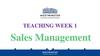 Provide an introduction to sales management. Lecture 1