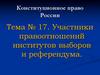 Конституционное право России. Тема №17. Участники правоотношений институтов выборов и референдума