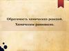 Обратимость химических реакций. Химическое равновесие