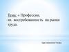 Профессии, их востребованность на рынке труда