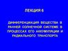Дифференциация вещества в ранней солнечной системе в процессах его аккумуляции и радиального транспорта