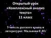 Комплексный анализ текста. Открытый урок. 11 класс