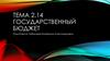 Государственный бюджет  (тема 2.14)
