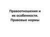 Правоотношения и их особенности. Правовые нормы