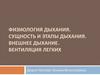 Физиология дыхания. Сущность и этапы дыхания. Внешнее дыхание. Вентиляция легких