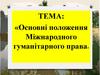 Основні положення Міжнародного гуманітарного права