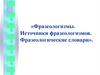 Фразеологизмы. Источники фразеологизмов.Фразеологические словари