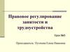 Правовое регулирование занятости и трудоустройства  (урок № 5)