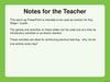 Notes for the Teacher