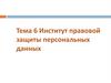 Институт правовой защиты персональных данных