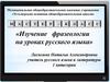 Мастер-класс «Изучение фразеологии на уроках русского языка»