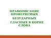 Правописание проверяемых безударных гласных в корне слова. Схема