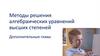 Методы решения алгебраических уравнений высших степеней