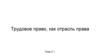 Трудовое право как отрасль права. Тема 2.1